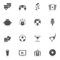 Iconos de entretenimiento negro vector