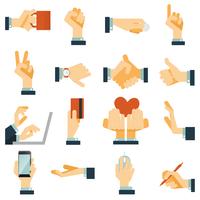 Hand icons set flat vector