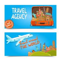 Around the world travel agency horizontal banners vector