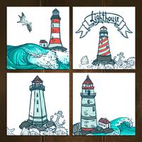 Lighthouse Cards Set vector