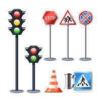 Traffic Sign And Lights Set vector