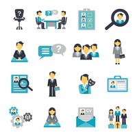 Iconos de recursos humanos plana vector