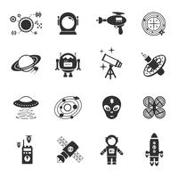 Conjunto de iconos de ficción negro vector