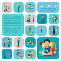 Fatherhood Flat Icons Set vector