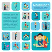 Fatherhood Flat Icons Set vector