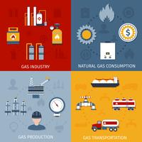 Gas industry flat icons composition vector