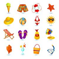 Conjunto de iconos de vacaciones de verano vector