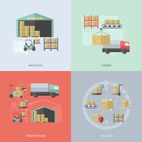 Warehouse Flat Set vector