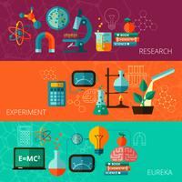 Science concept flat horizontal banners set  vector