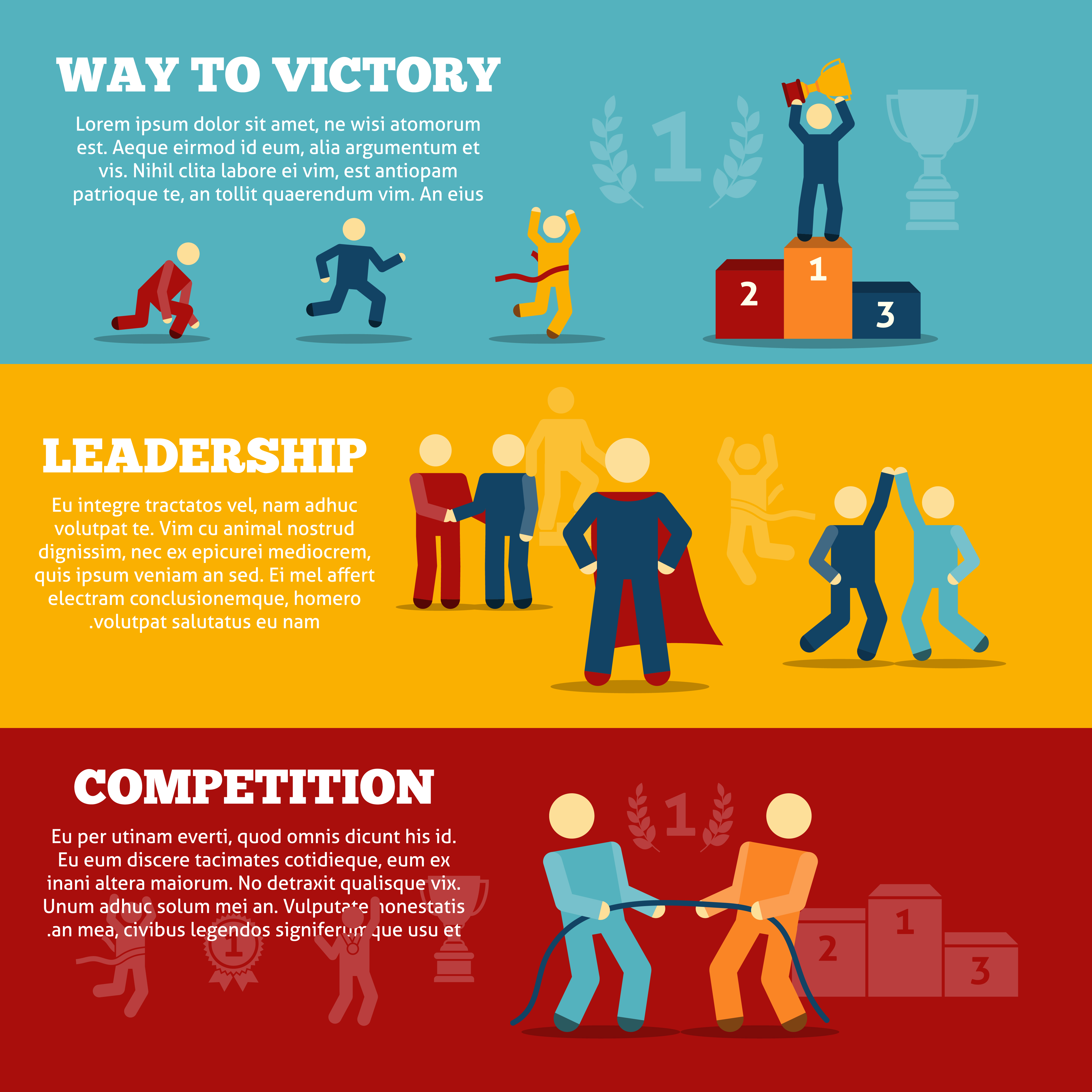 Way To Victory Flat Banners Set Download Free Vectors Clipart