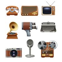 Retro vintage devices pictograms set  vector