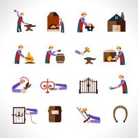 Blacksmith Icons Set vector