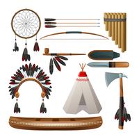 Ethnic american indigenous set vector