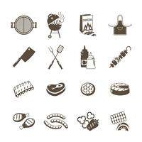 Barbacoa y parrilla iconos conjunto negro vector