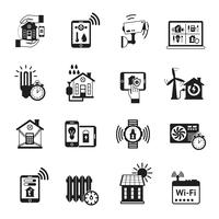 Smart house black icons set  vector