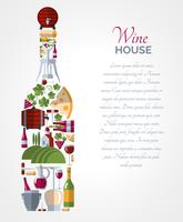 Cartel de composiciones de iconos de botellas de vino. vector