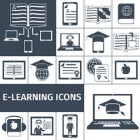 E-learning Icon Black Set vector