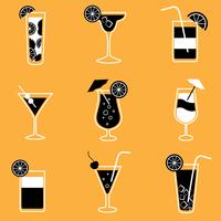 Collection of party cocktails with alcohol vector