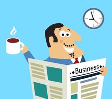 Business morning newspaper and coffee
