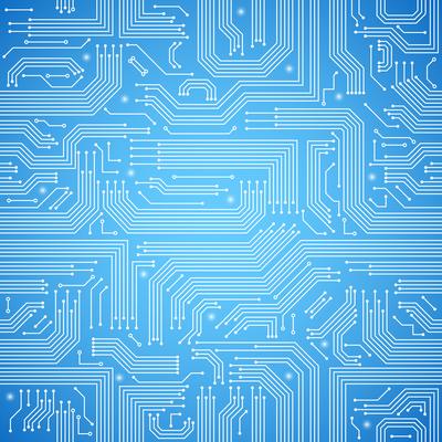 Circuit board seamless blue pattern