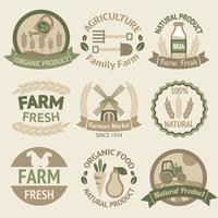 Cosecha agrícola y etiquetas agrícolas. vector