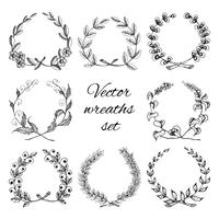 Hand drawn wreaths set vector