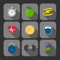 Fitness exercises progress icons set vector