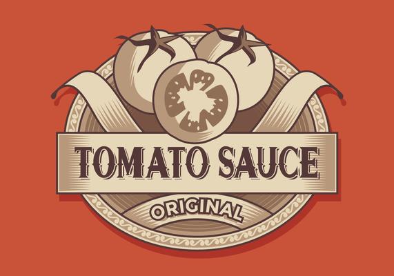 Tomato Sauce Retro Label Vector