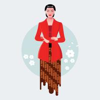 Indonesian Javanese Woman Wearing Kebaya Kartini vector