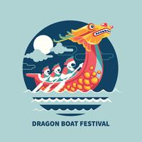 Festival del barco del dragón de Asia oriental vector