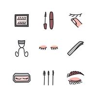 Conjunto de iconos de maquillaje y pestañas vector