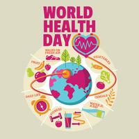Concepto del día mundial de la salud con estilo de vida saludable vector
