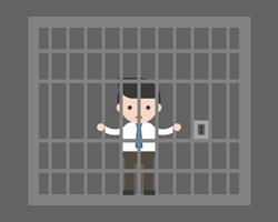 businessman jailed in cage, business situation, flat design vector