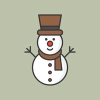 snowman, filled outline icon for Christmas theme vector