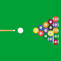 Billiard ball icon and cue stick, flat design for use as poster or flyer background vector