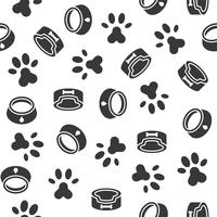 Tema de perro sin patrón, plato, huella de pata para usar como papel tapiz o fondo vector