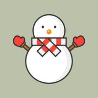 snowman with scarf and mitten gloves, filled outline icon for Christmas theme vector