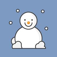 snowman and snow fall, filled outline icon for Christmas theme