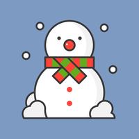 snowman and snow fall, filled outline icon for Christmas theme vector