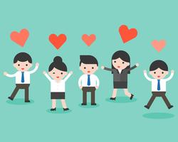 Group of business people and heart, business situation ready to use vector