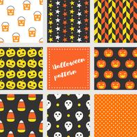 set of halloween seamless pattern, flat design vector