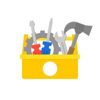 tool box and equipment icon, maintenance and repair service concept, flat design vector