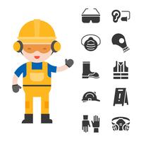 industrial security and protective equipment for worker vector