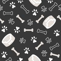 Tema de patrones sin fisuras para perros, hueso, huella de una pata para usar como papel tapiz o fondo vector