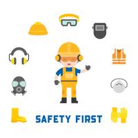 industrial security and protective equipment for worker vector