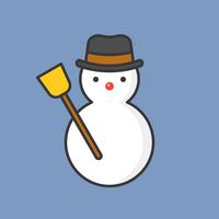 muñeco de nieve, icono de contorno lleno de tema de Navidad vector