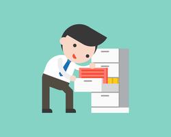 businessman finding document files in drawer, ready to use character office situation vector