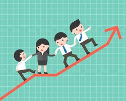 Business people group helping team to climb up graph, business concept vector