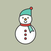 muñeco de nieve, icono de contorno lleno de tema de Navidad vector