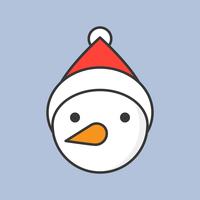 snowman with Santa hat, filled outline icon for Christmas theme vector